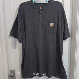 Carhartt 3-Button Dark Gray Thick Short Sleeve Pull Over Size: Men's 2XL TALL